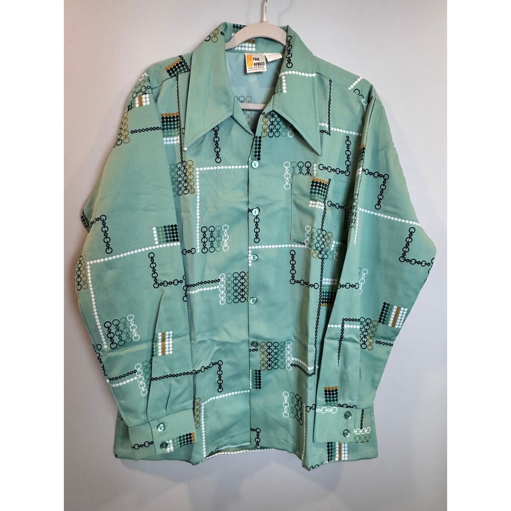 VTG Paul Howard button down Pointed collared disco shirt 60s/70s Retro Abstract